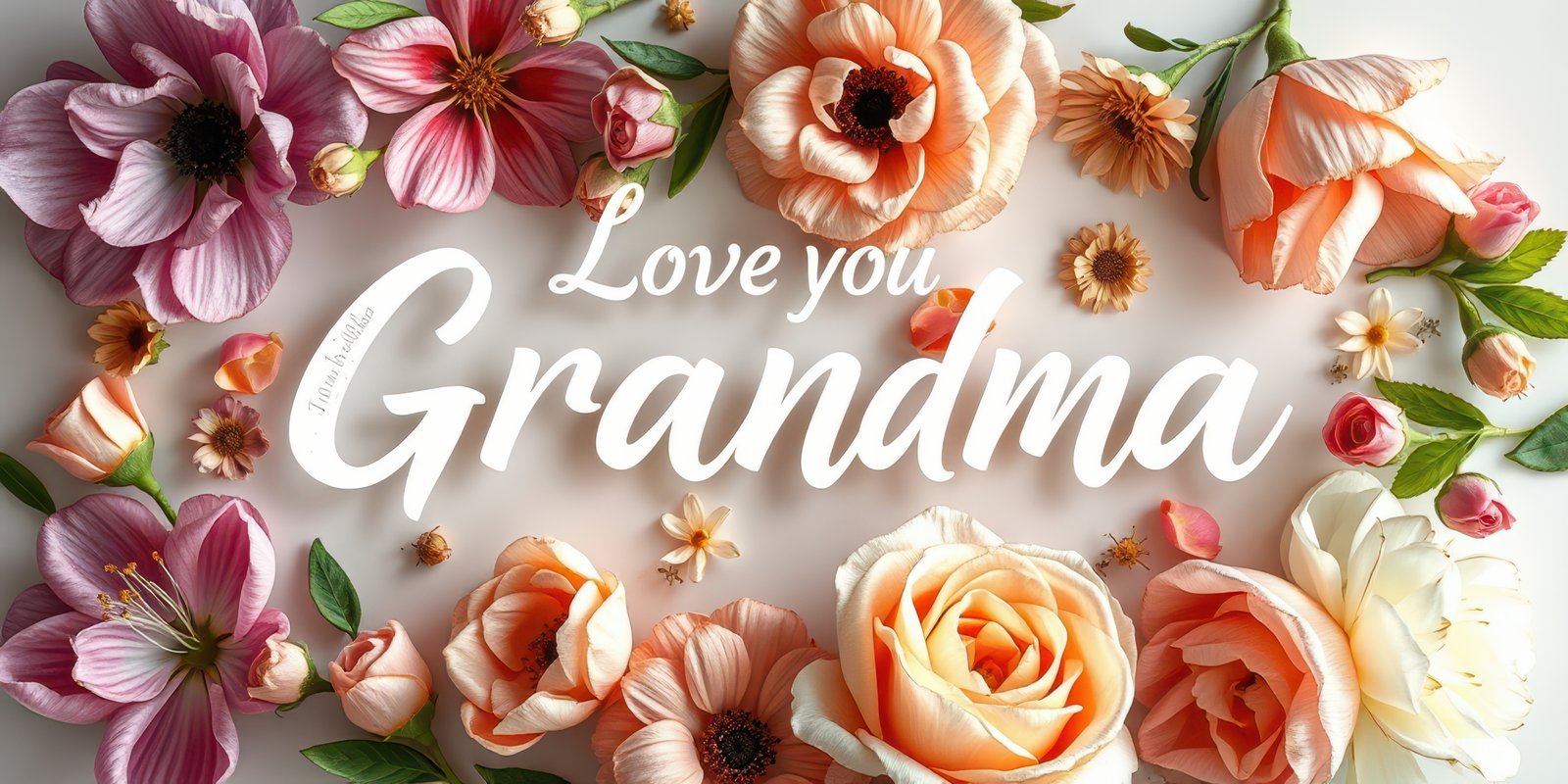 Cherishing a heartfelt message surrounded by beautiful flowers for a beloved grandmother